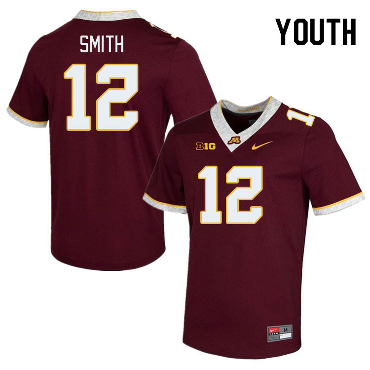 Youth #12 Jalen Smith Minnesota Golden Gophers College Football Jerseys Stitched-Maroon